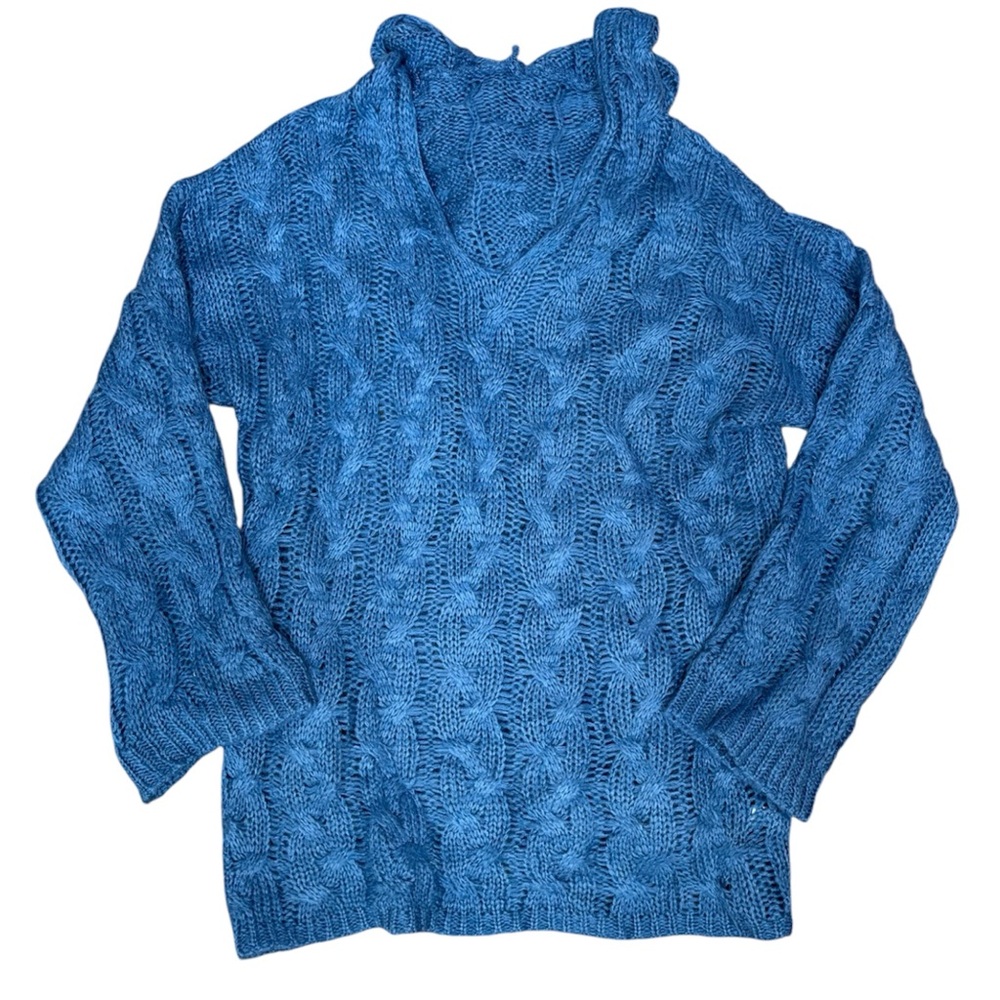 Open Knit Crochet Sweater Pullover Hoodie